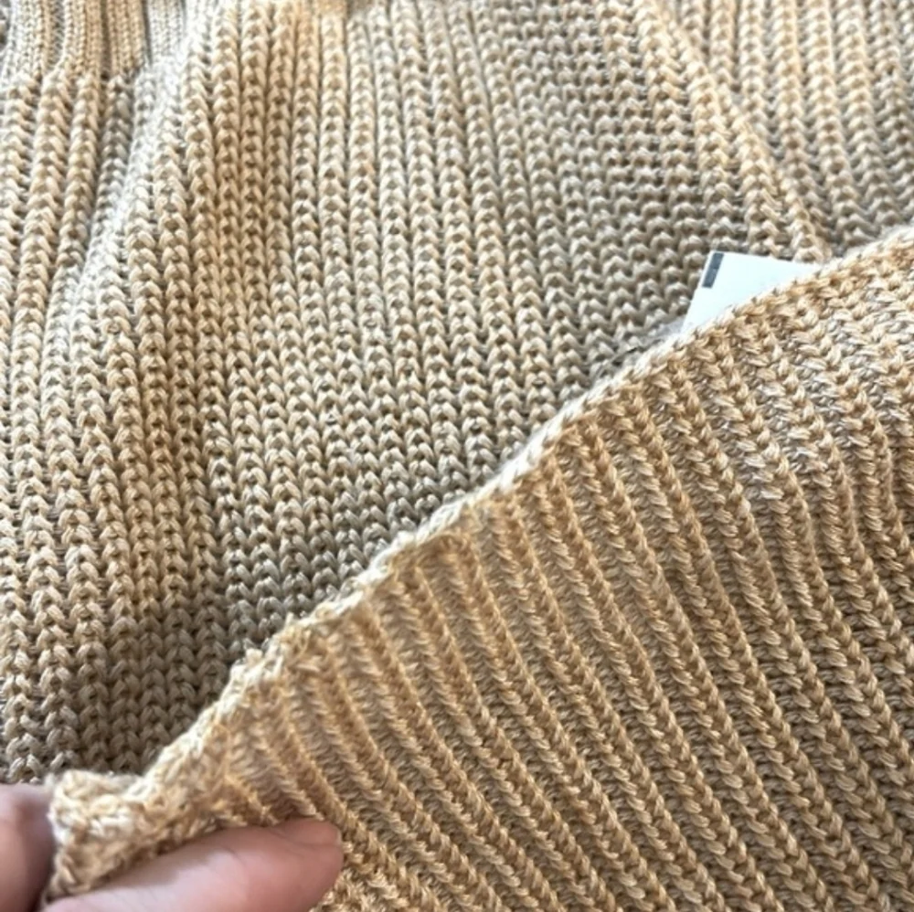J. Crew Ribbed funnel neck sweater  linen cotton blend Soft Khaki Bone XXS NWT